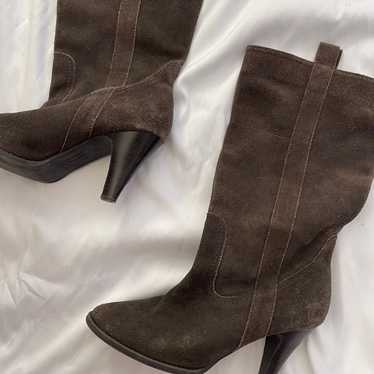 Vintage 90s Y2K Suede Slouchy Heeled Boots - image 1