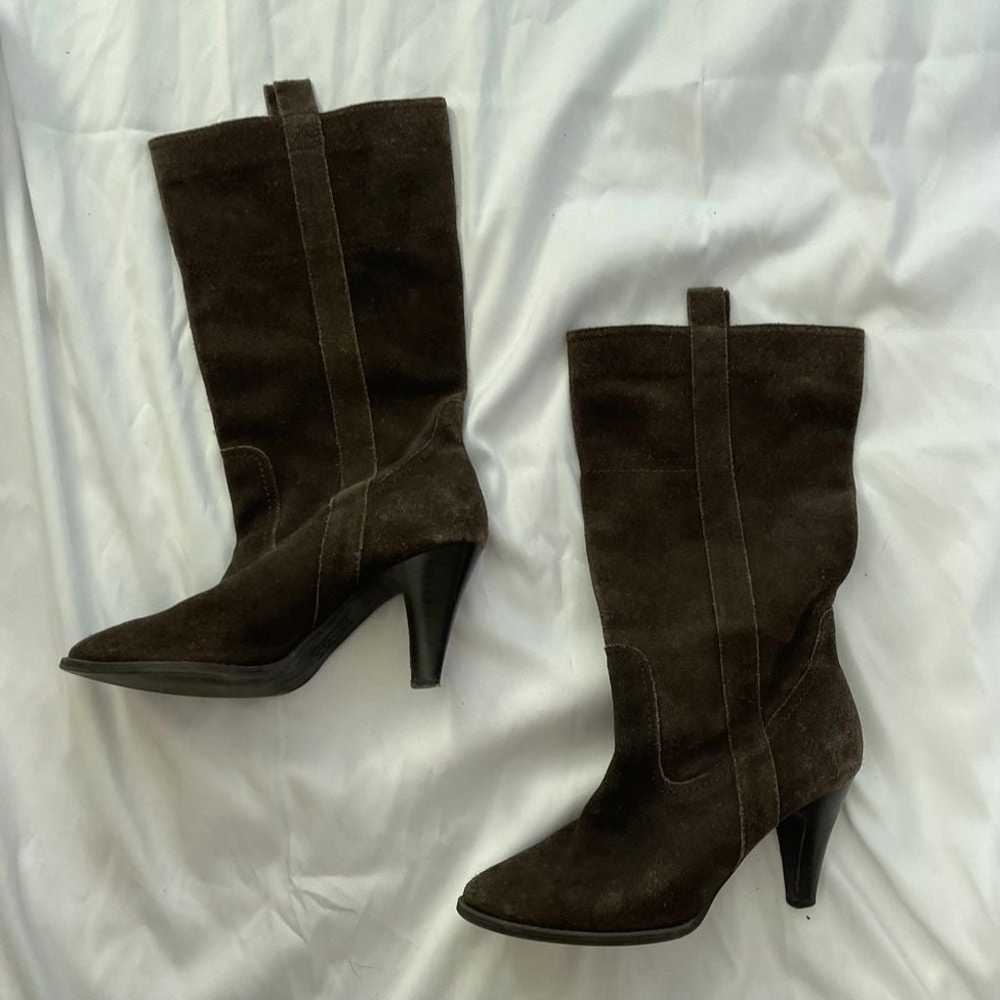 Vintage 90s Y2K Suede Slouchy Heeled Boots - image 2