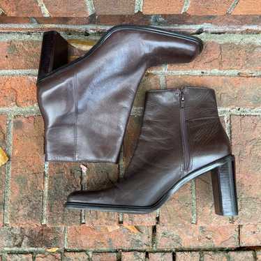 Nine West Revamp Brown Leather Block Boots Y2K Vi… - image 1