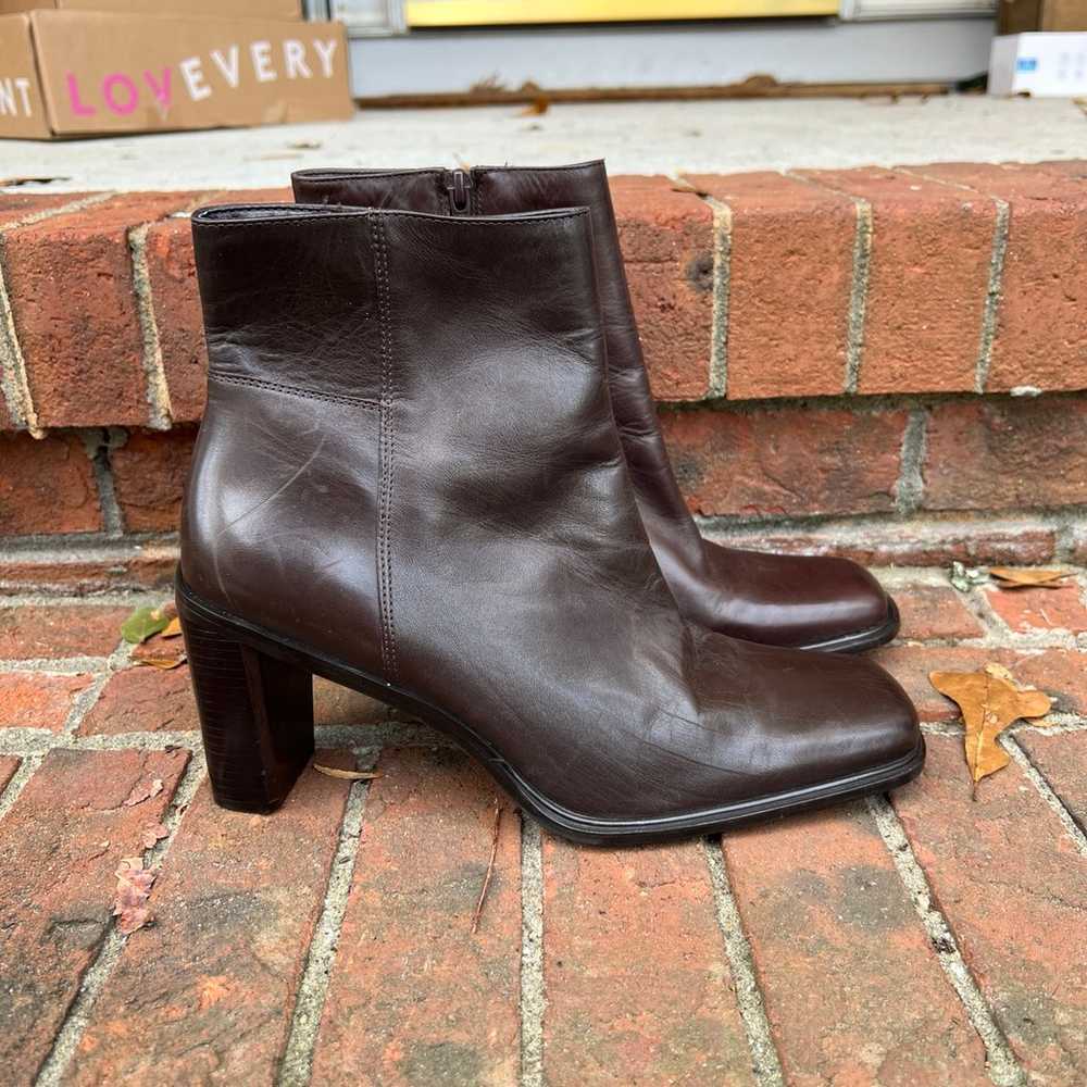 Nine West Revamp Brown Leather Block Boots Y2K Vi… - image 2