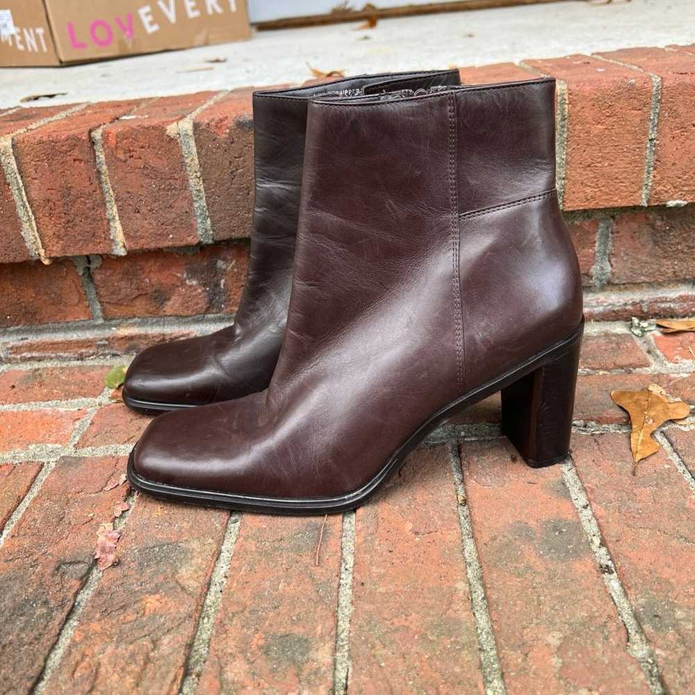 Nine West Revamp Brown Leather Block Boots Y2K Vi… - image 3