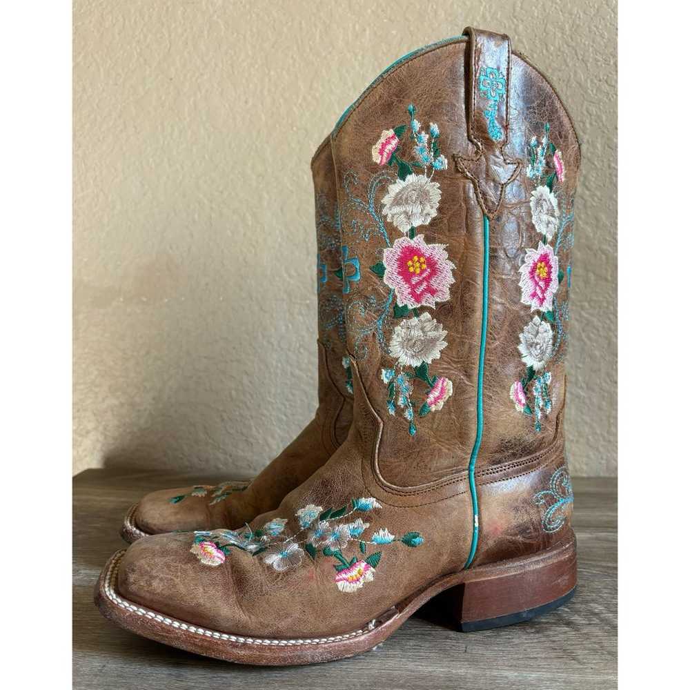 Macie Bean Cowboy Boots Square Toe Floral Embroid… - image 2