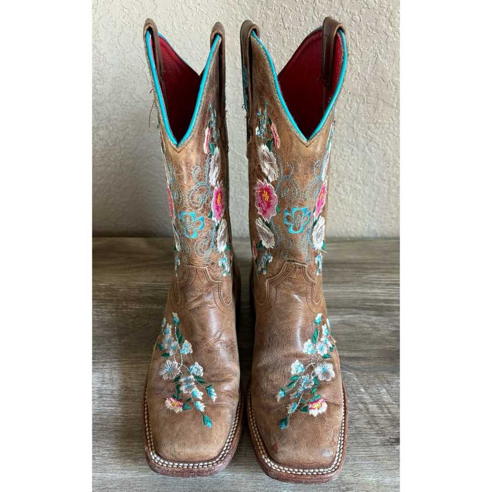 Macie Bean Cowboy Boots Square Toe Floral Embroid… - image 3