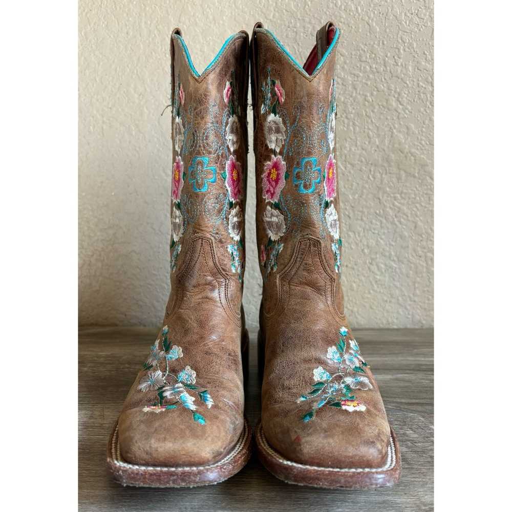 Macie Bean Cowboy Boots Square Toe Floral Embroid… - image 5