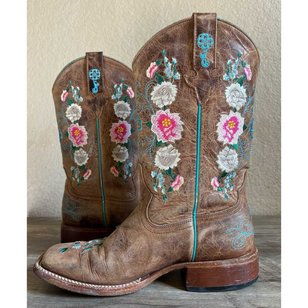 Macie Bean Cowboy Boots Square Toe Floral Embroid… - image 6