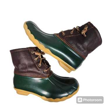 Sperry Saltwater Duck Boot Green and Brown, Women… - image 1