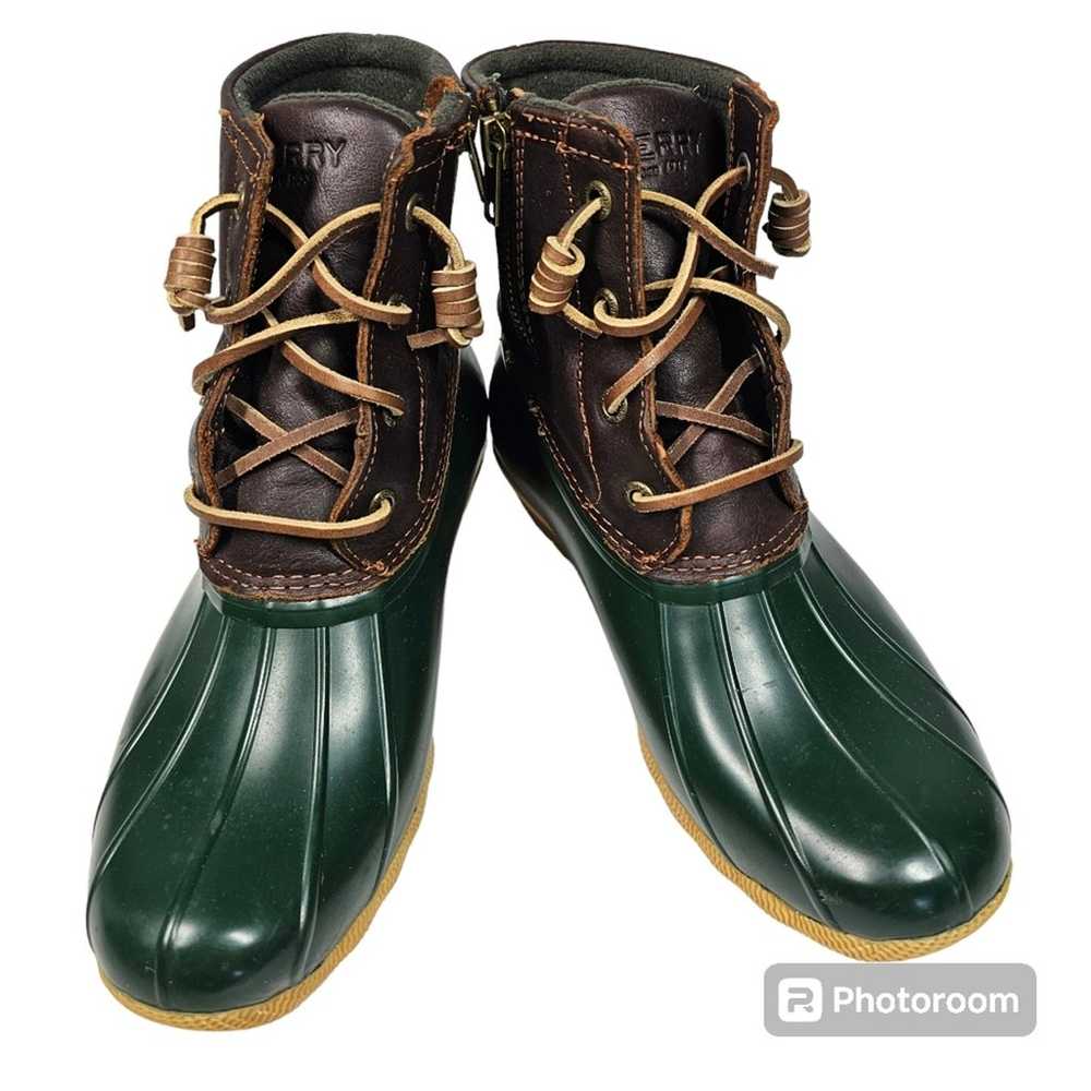 Sperry Saltwater Duck Boot Green and Brown, Women… - image 3