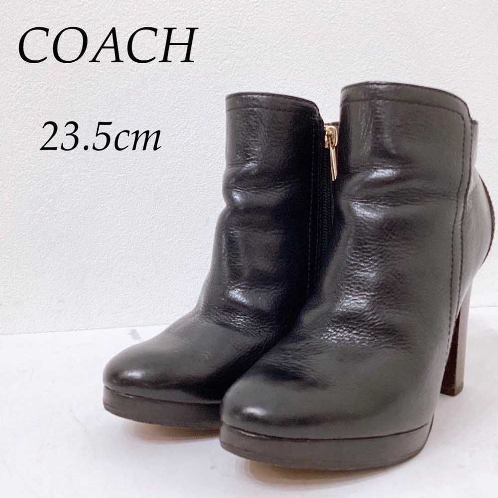 COACH Bootie Short Boots Side Zip Logo Plate Genu… - image 1