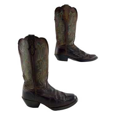 Ladies Justin Brown Leather Square Toe Western Boo