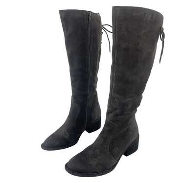 Born Felicia Gray Brown Suede Leather Lace-Up Tall