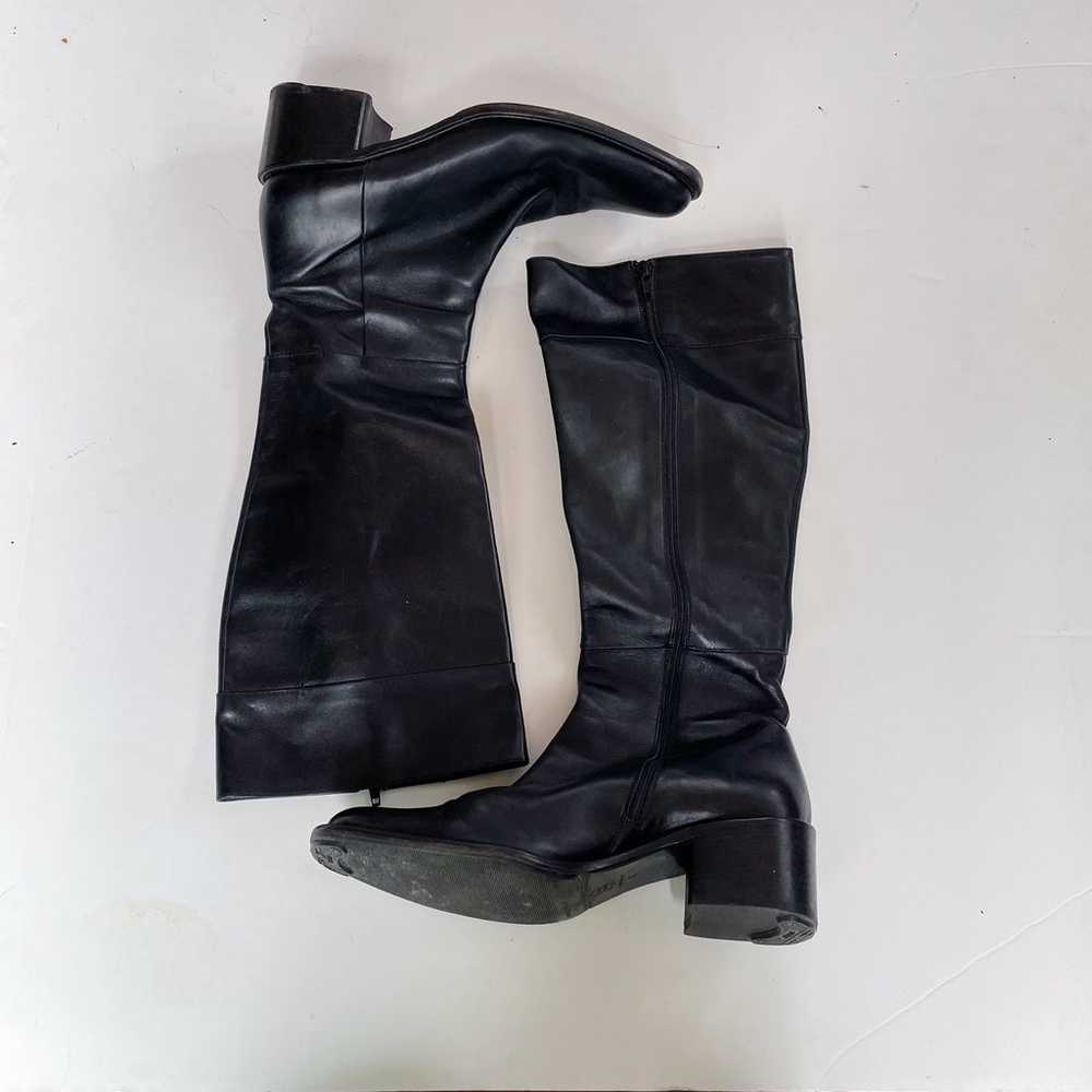 Tall Vegan Leather Black Heeled Boots - image 5