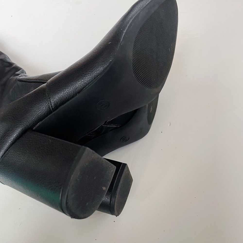 Tall Vegan Leather Black Heeled Boots - image 6