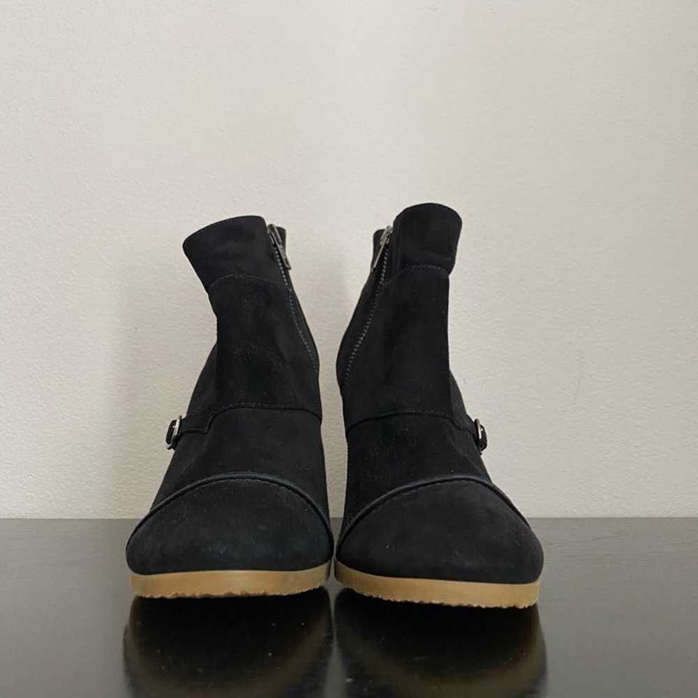 JCREW Greer black suede wedge buckle zip up ankle… - image 3