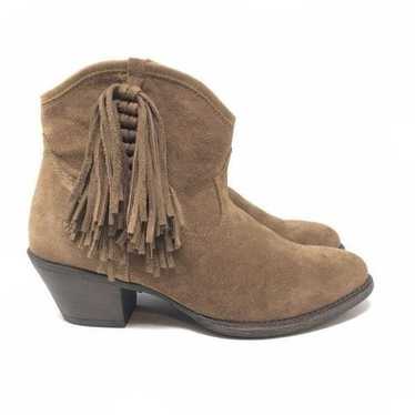 Ariat Duchess TAN Fringe BOOTIES Suede Side Zip W… - image 1