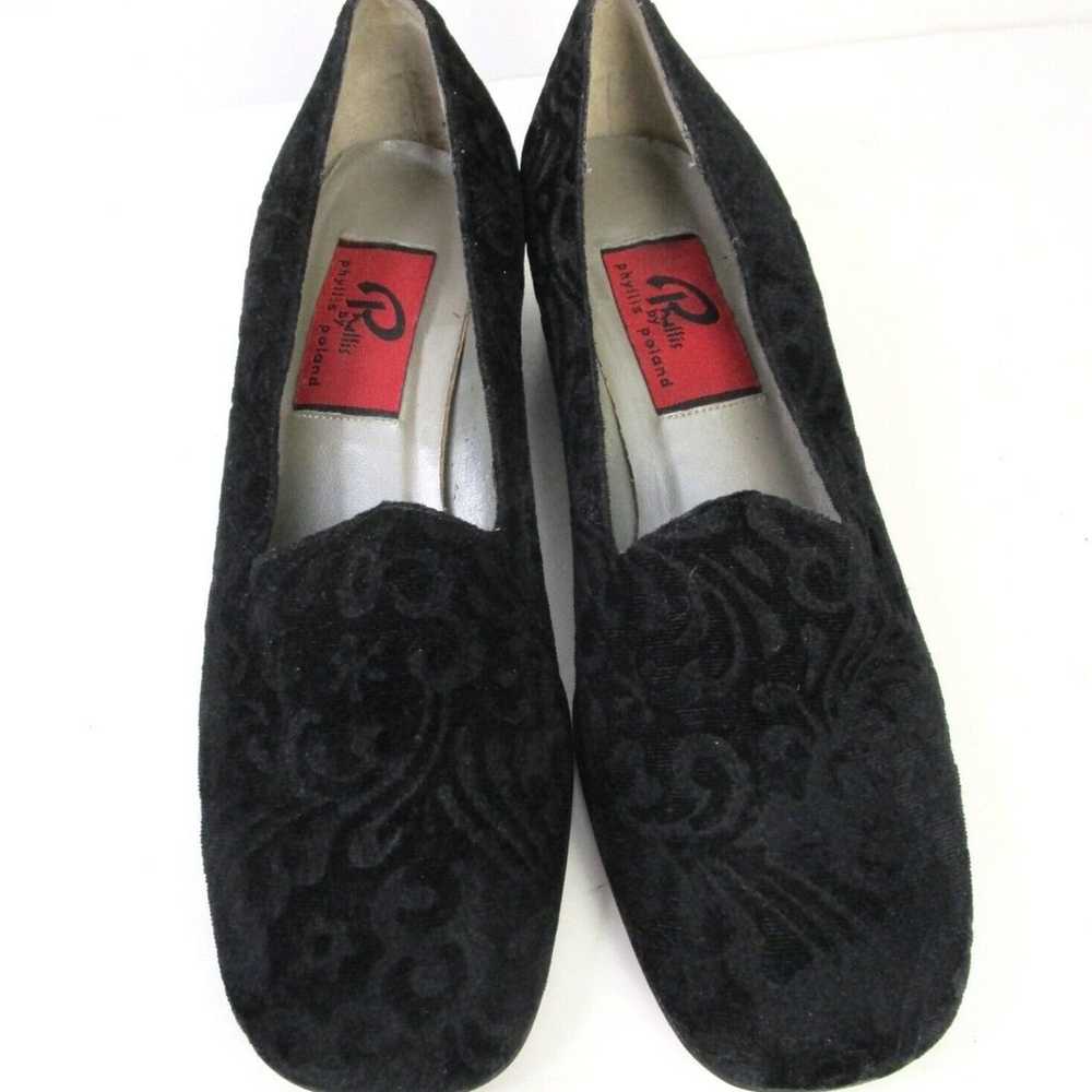 Phyllis Poland Black Burned Velvet Heel size 8.5 … - image 6