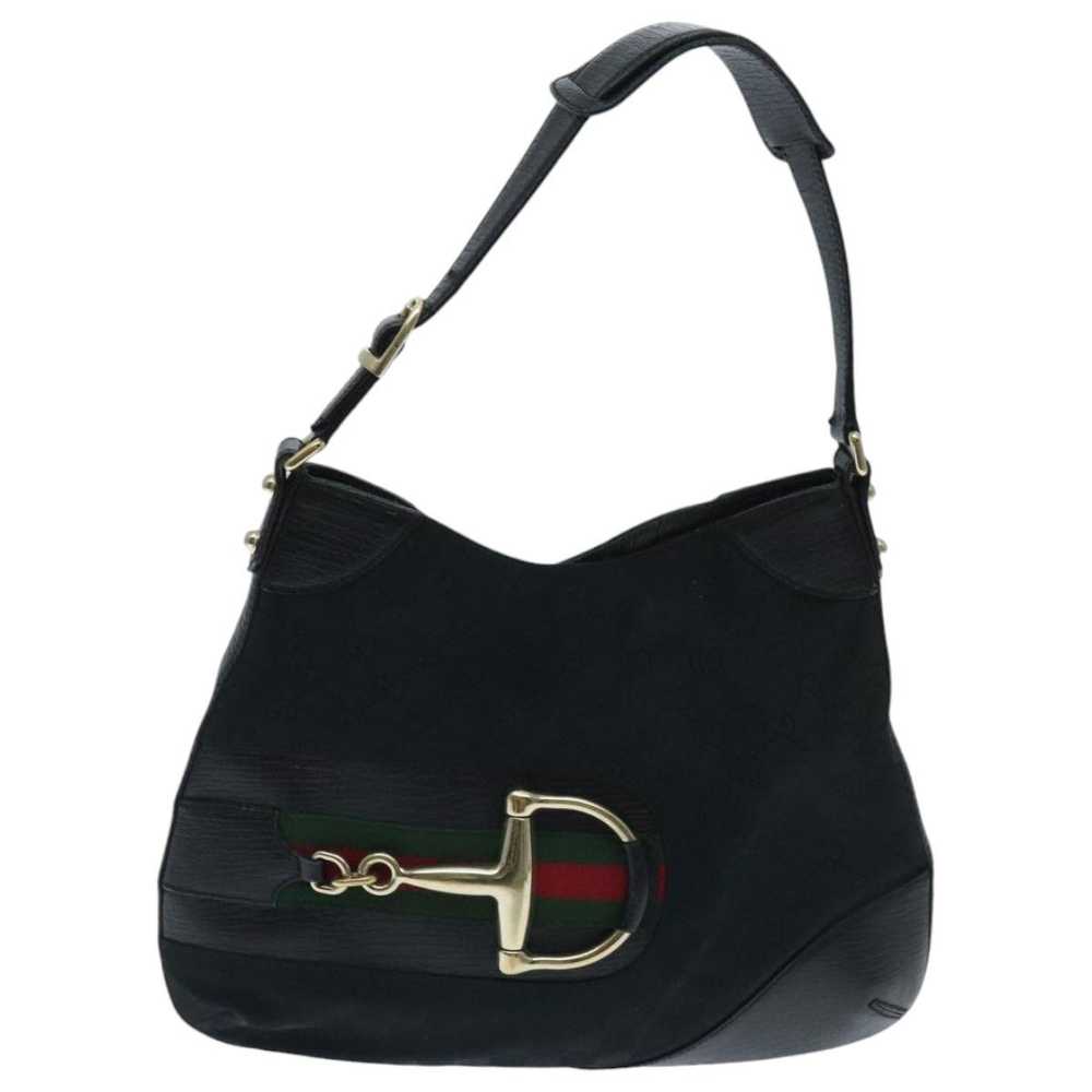 Gucci Horsebit Black Canvas Shoulder Bag (Pre-Own… - image 1