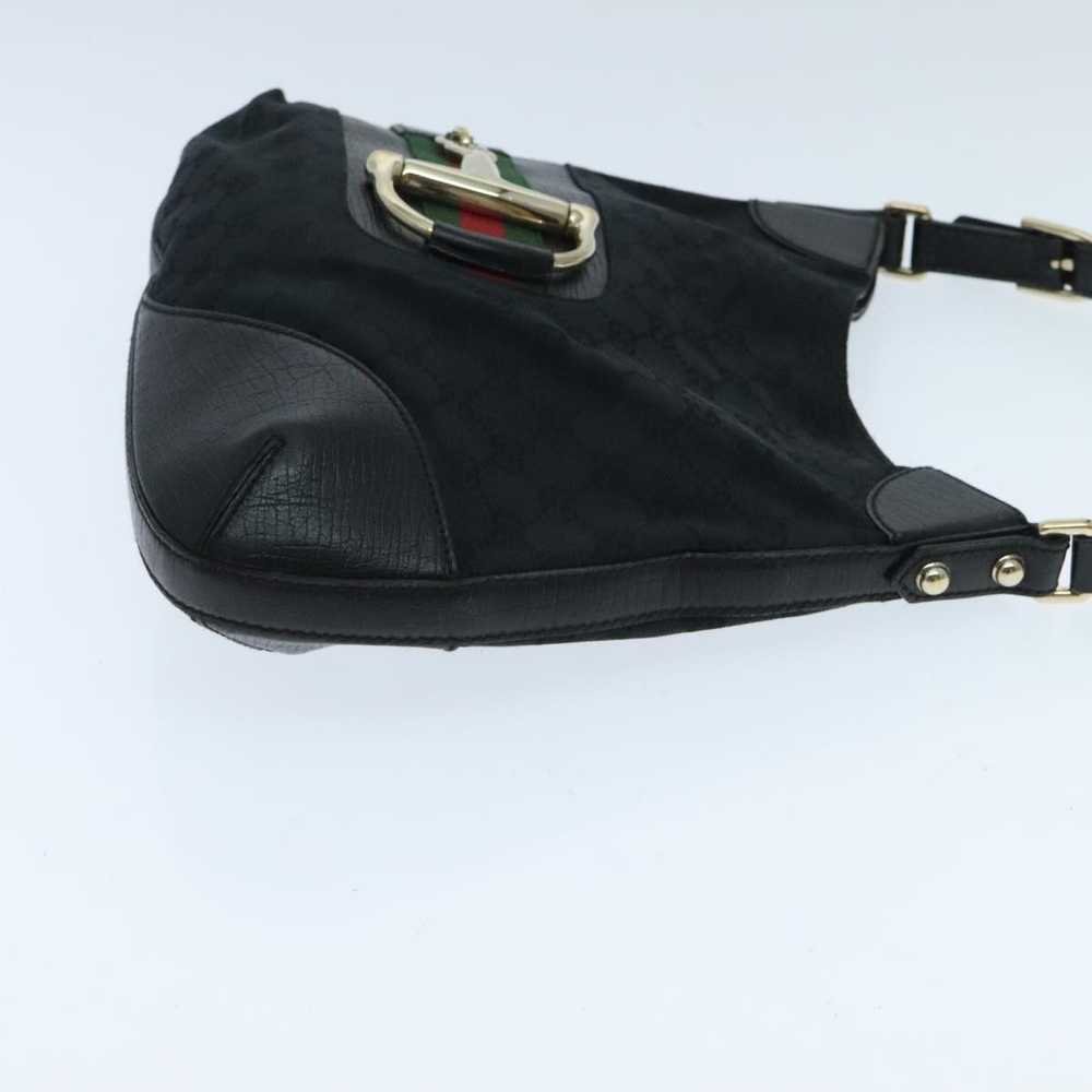 Gucci Horsebit Black Canvas Shoulder Bag (Pre-Own… - image 3