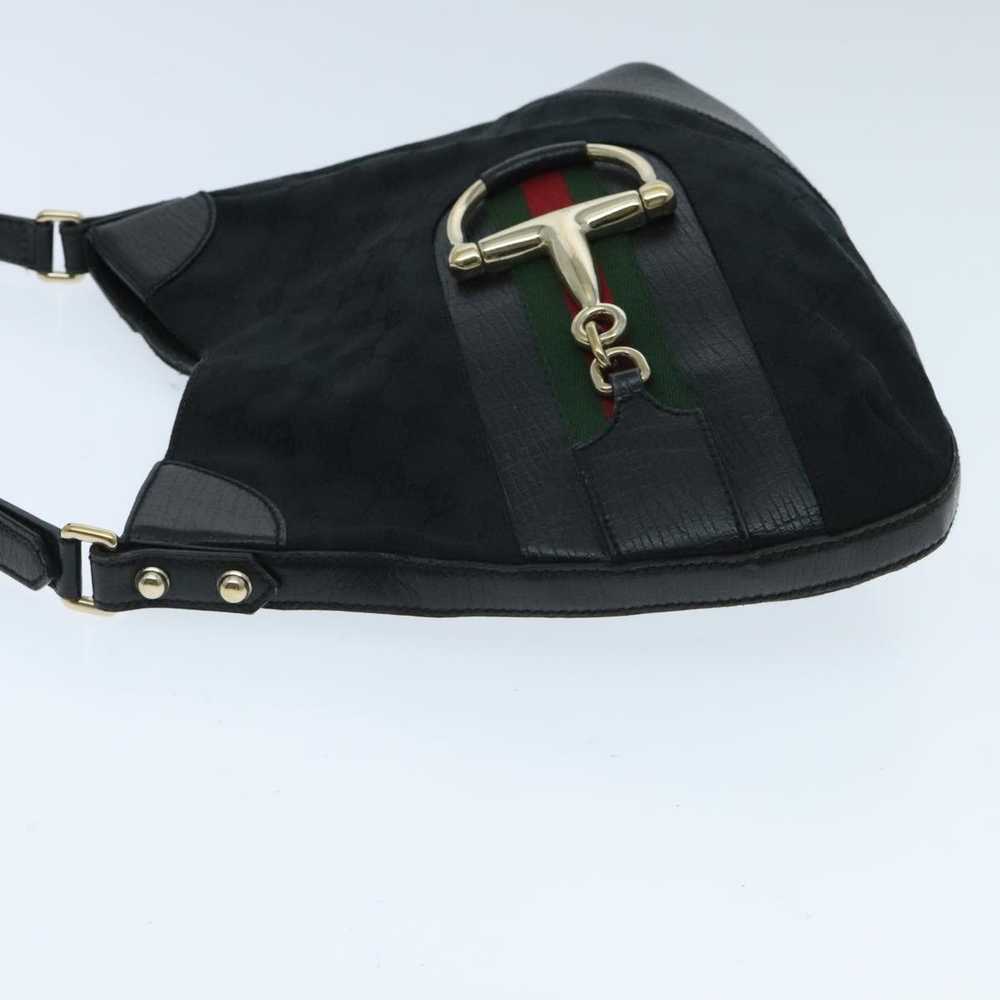 Gucci Horsebit Black Canvas Shoulder Bag (Pre-Own… - image 4