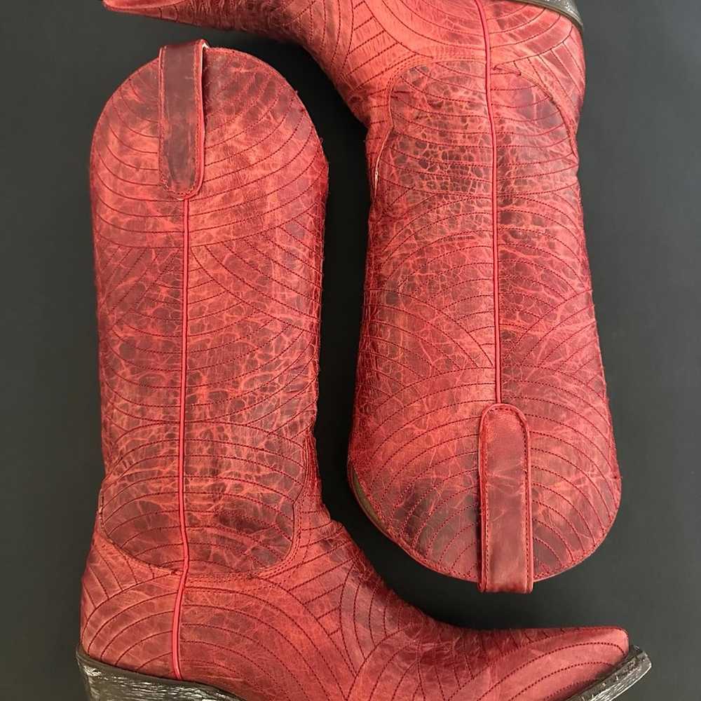 Old Gringo Boots Red  Leather Cowboy Cowgirl Embr… - image 3