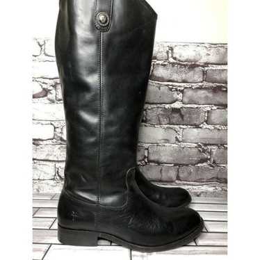 Frye Melissa Black Leather Tall Pull-On Knee-High… - image 1