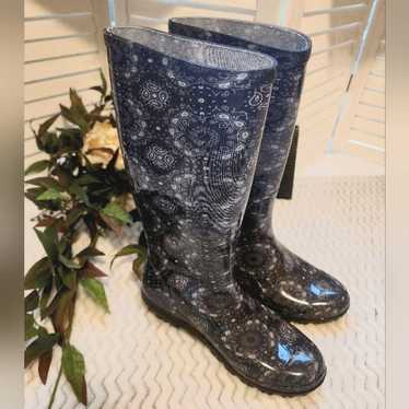 UGG SHAYE TALL BANDANA PAISLEY BLUE RAIN BOOTS SIZ