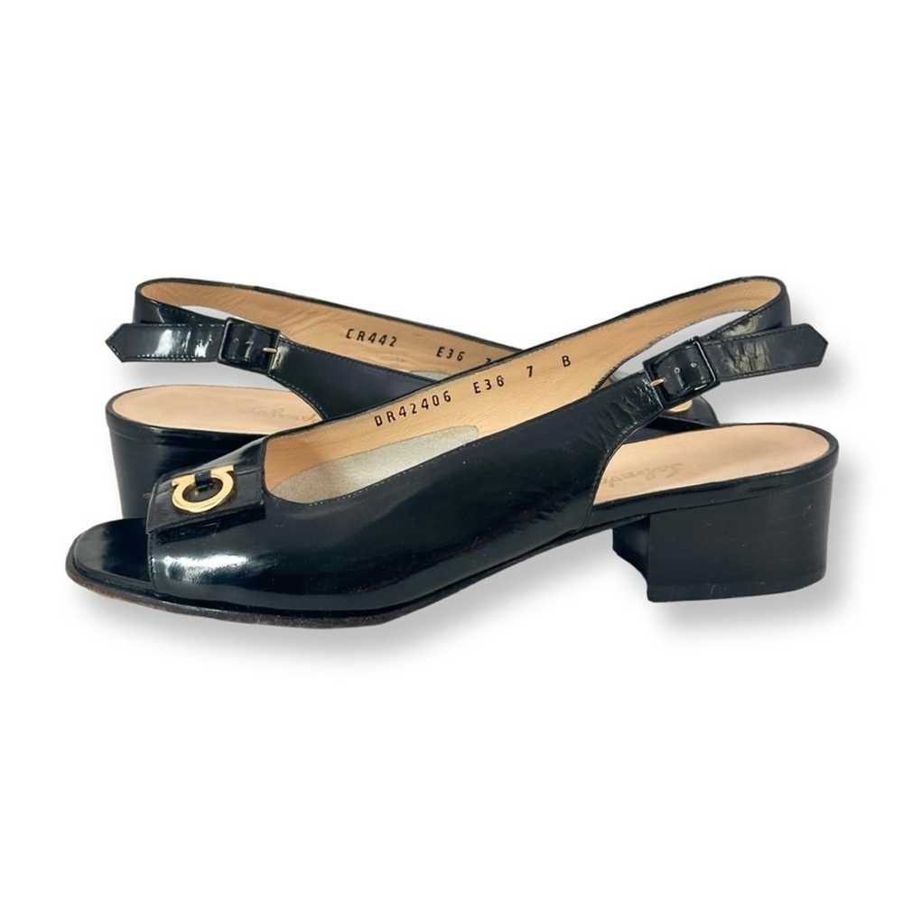 Salvatore Ferragamo Vintage Patent Leather Open T… - image 4