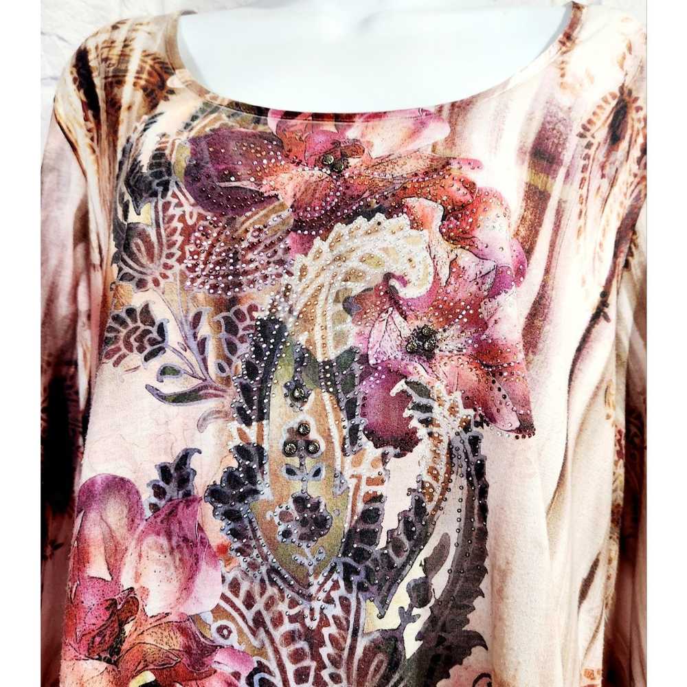 Avenue Avenue Pink Multicolor Floral Rhinestone T… - image 2