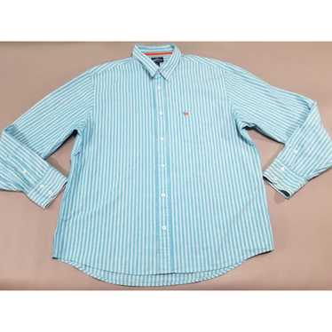 Vintage Mens XL Blue and White Slim Fit Striped Vi