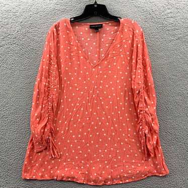 Vintage Polka Dot Peach and White Long Sleeve Top… - image 1