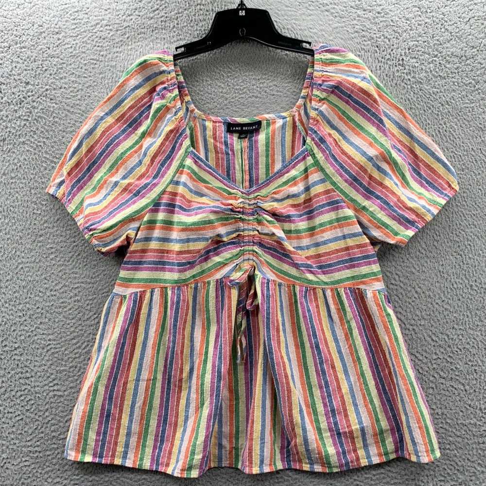 Vintage LANE BRYANT Women's Striped Blue and Gree… - image 1