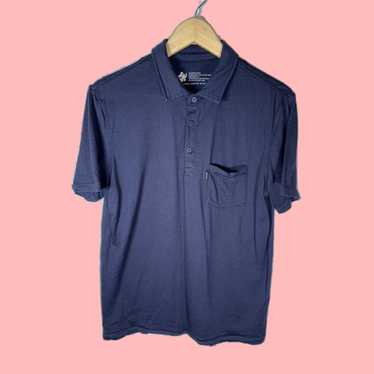 Vintage Navy Blue Merino Wool Pocket Polo Shirt f… - image 1