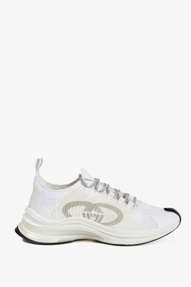 Gucci Gucci Run White Knit Logo Lace-Up Sneakers