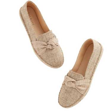 Talbots Izzy Knot Linen Espadrilles Flats Tan Brow