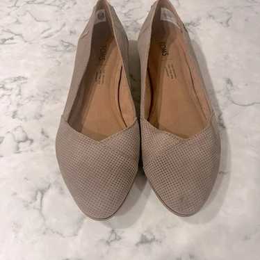 Toms Julie Suede Leather Flats Desert Taupe Tan Br