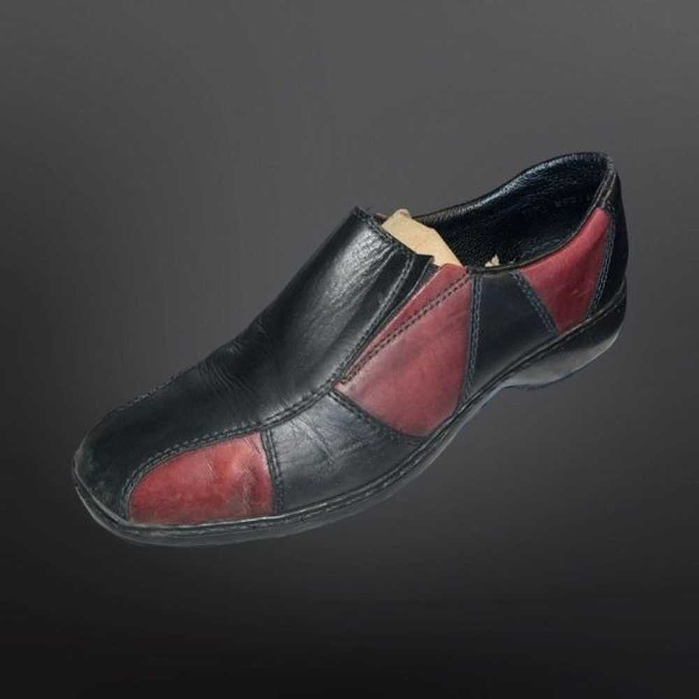 Rieker  Black Red Leather Slip On Comfort Flats L… - image 1