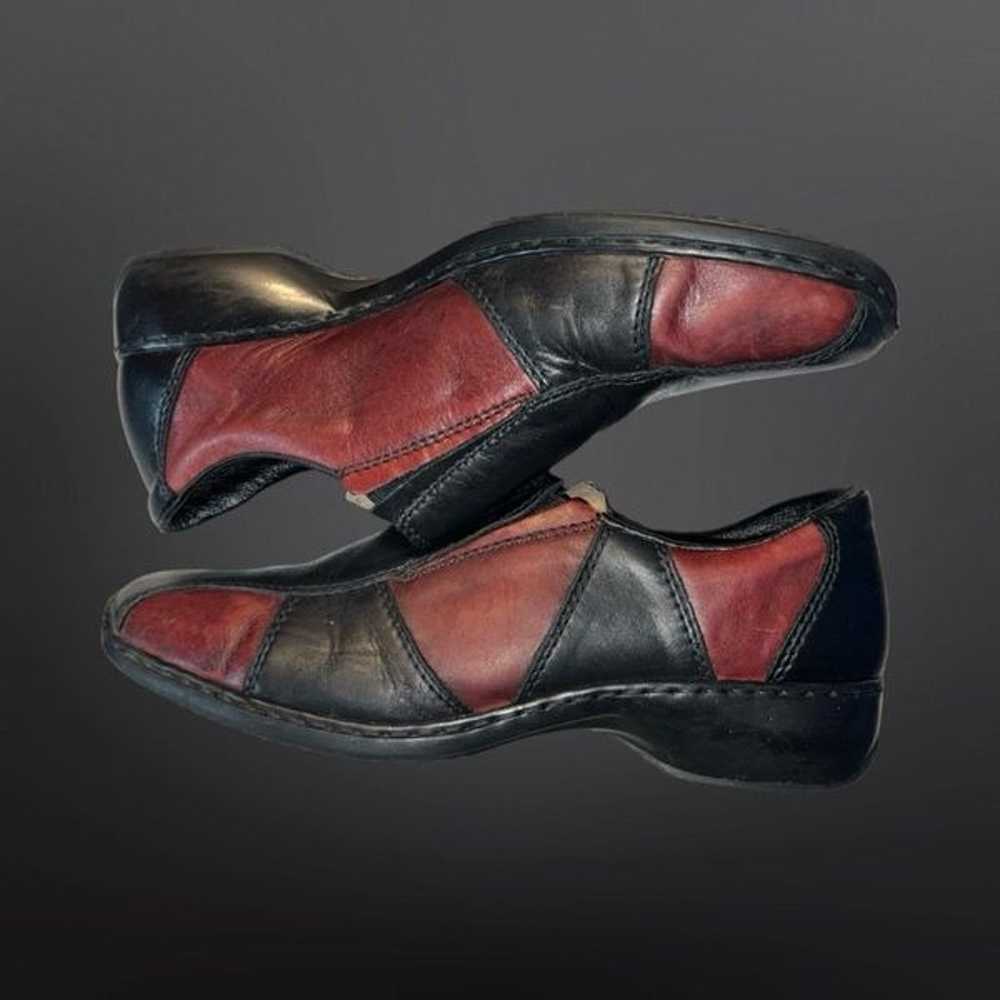 Rieker  Black Red Leather Slip On Comfort Flats L… - image 4