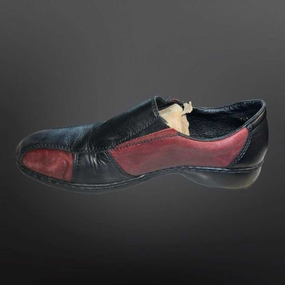 Rieker  Black Red Leather Slip On Comfort Flats L… - image 5