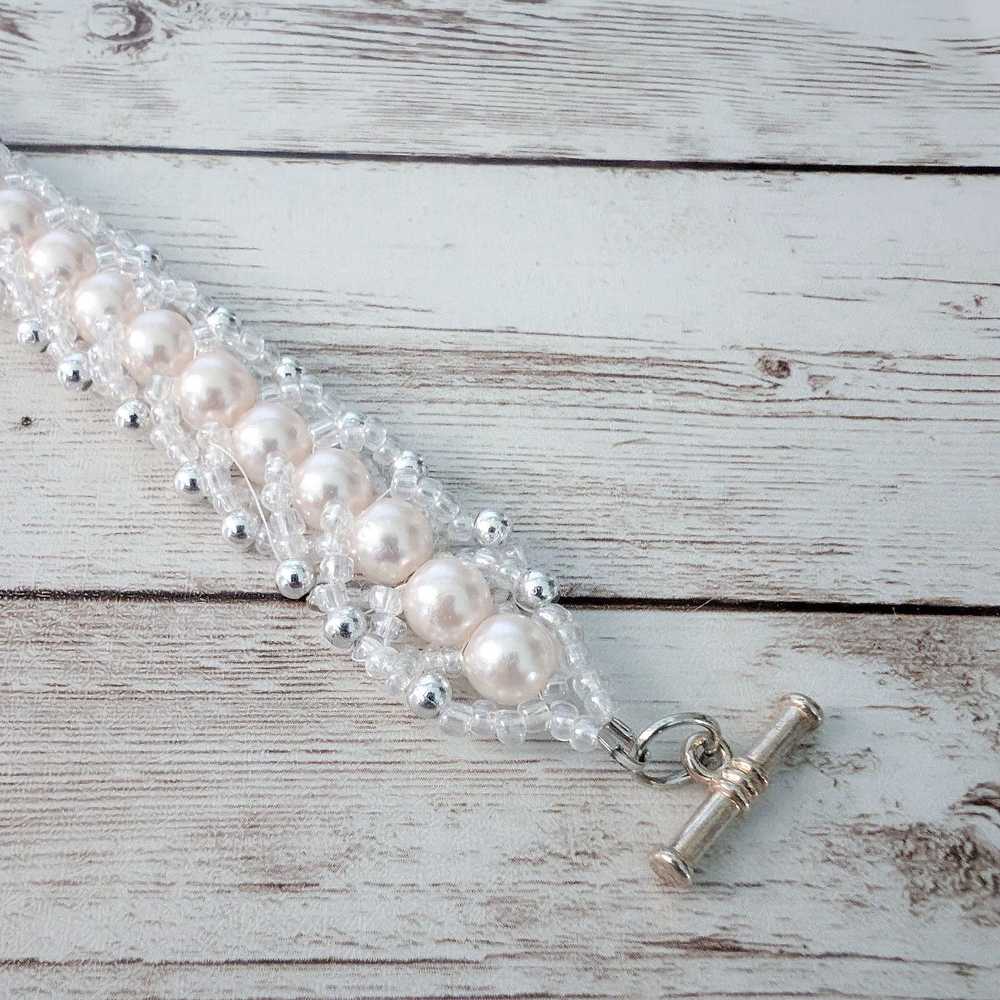 Vintage Vintage Bracelet Faux Pearl & Silver Tone - image 3