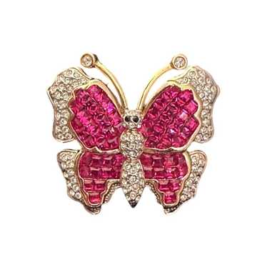 Brand Vintage Butterfly CZ And Pink Swarovski Crys