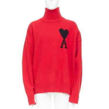 AMI AMI de Coeur red virgin wool black heart logo… - image 1