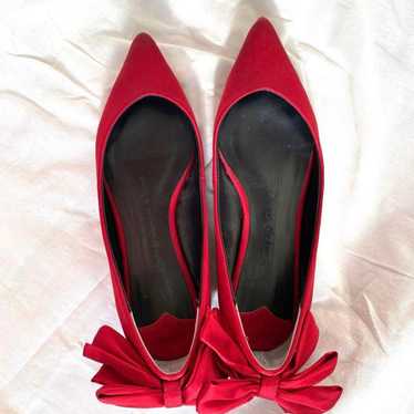 【Tsurubai Mariko Oikawa】Ribbon Flat Satin Shoes - image 1