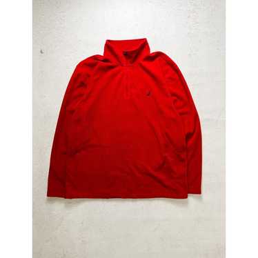 Nautica Vintage 90s Nautica Red Fleece Sweatshirt… - image 1