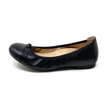 Vionic Black Wavy Leather Amorie Ballet Bow Flats