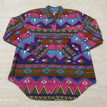 Vintage 90s Cody James Western Shirt Aztec Cowgir… - image 1