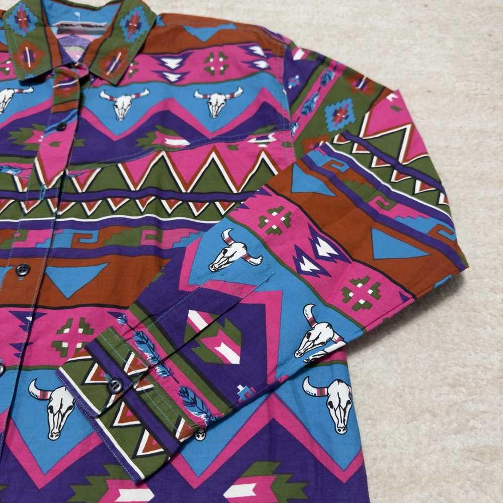 Vintage 90s Cody James Western Shirt Aztec Cowgir… - image 3