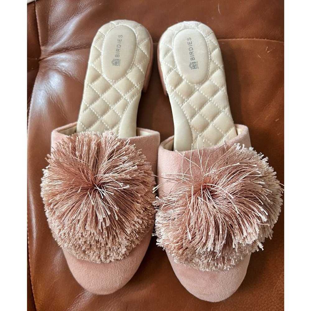 Birdies Pink Pompom Mules Flats Slippers 9 WORN O… - image 1