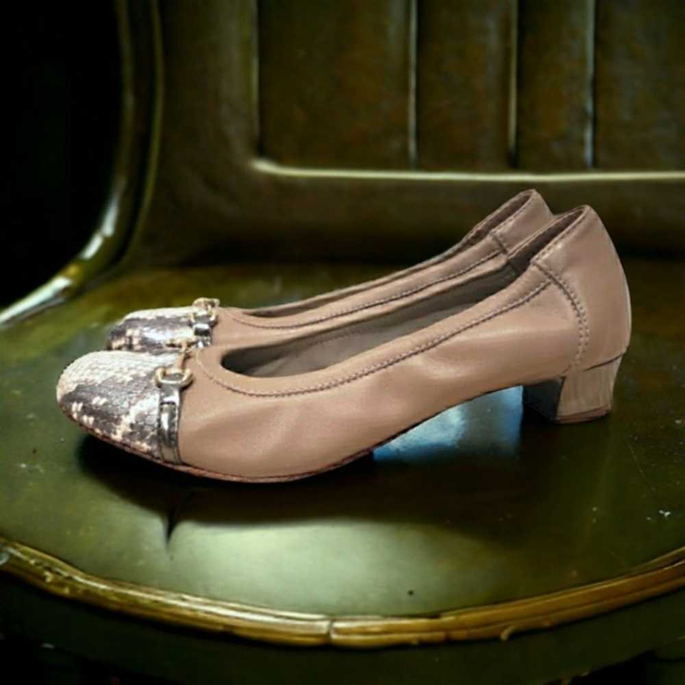 AGL Tan/Nude Snakeskin Cap Toe Ballet Pumps - image 2