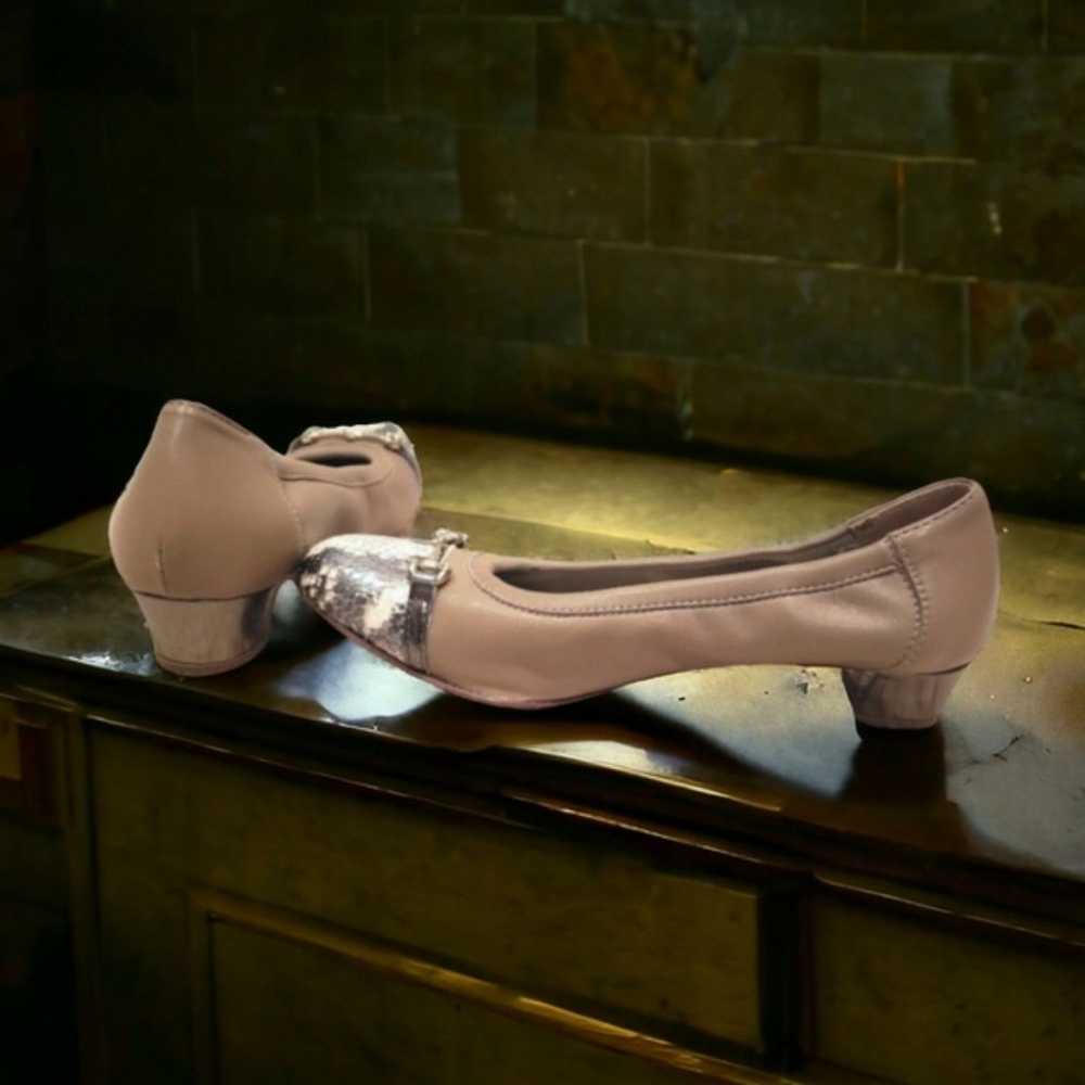 AGL Tan/Nude Snakeskin Cap Toe Ballet Pumps - image 5