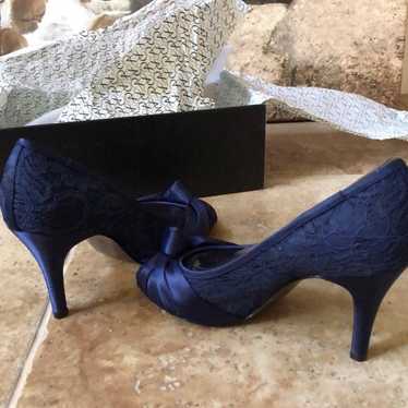 Adrianna Papell Navy Blue Peep Toe Heel 8.5