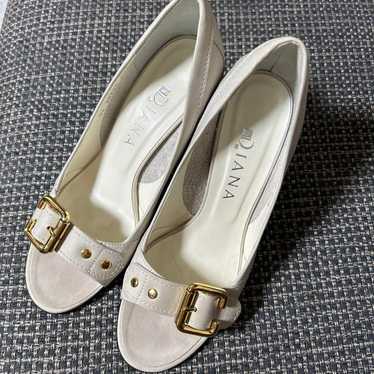 DIANA White Open Toe Pumps